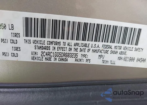 2013 Chrysler Town & Country Limited z USA, uszkodzony, nr VIN 2C4RC1GG5DR683235